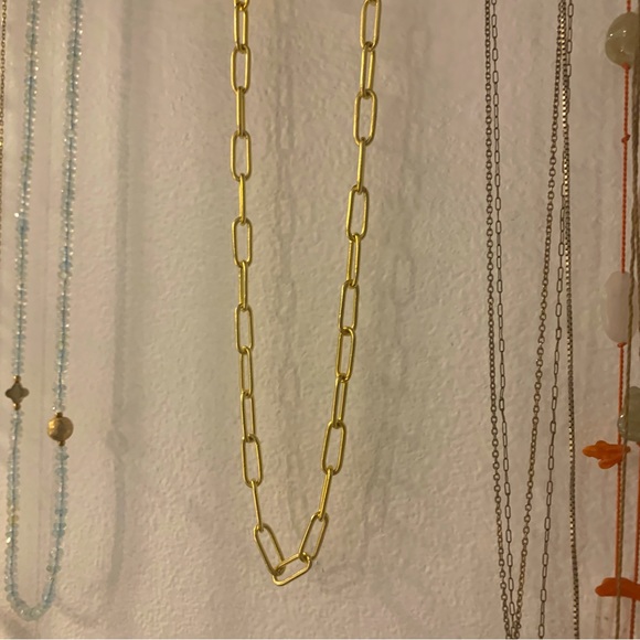 Paper clip chain with bar clasp- gold - Picture 4 of 7